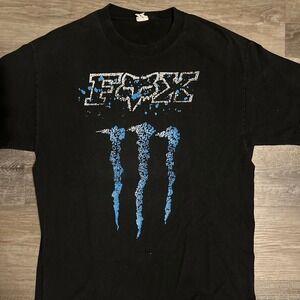 Fox Monster Energy Collaboration Black T Shirt Men's Size Large
